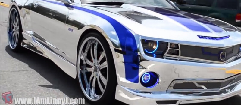 Chrome & Blue Chrome Camaro SS on Lexani Wheels